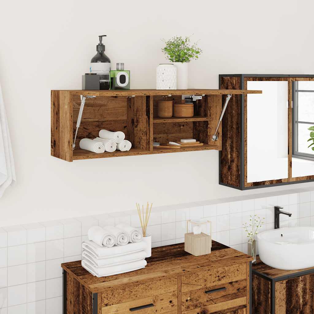 vidaXL Dulap perete de baie, lemn vechi, 80x25x30 cm, lemn prelucrat