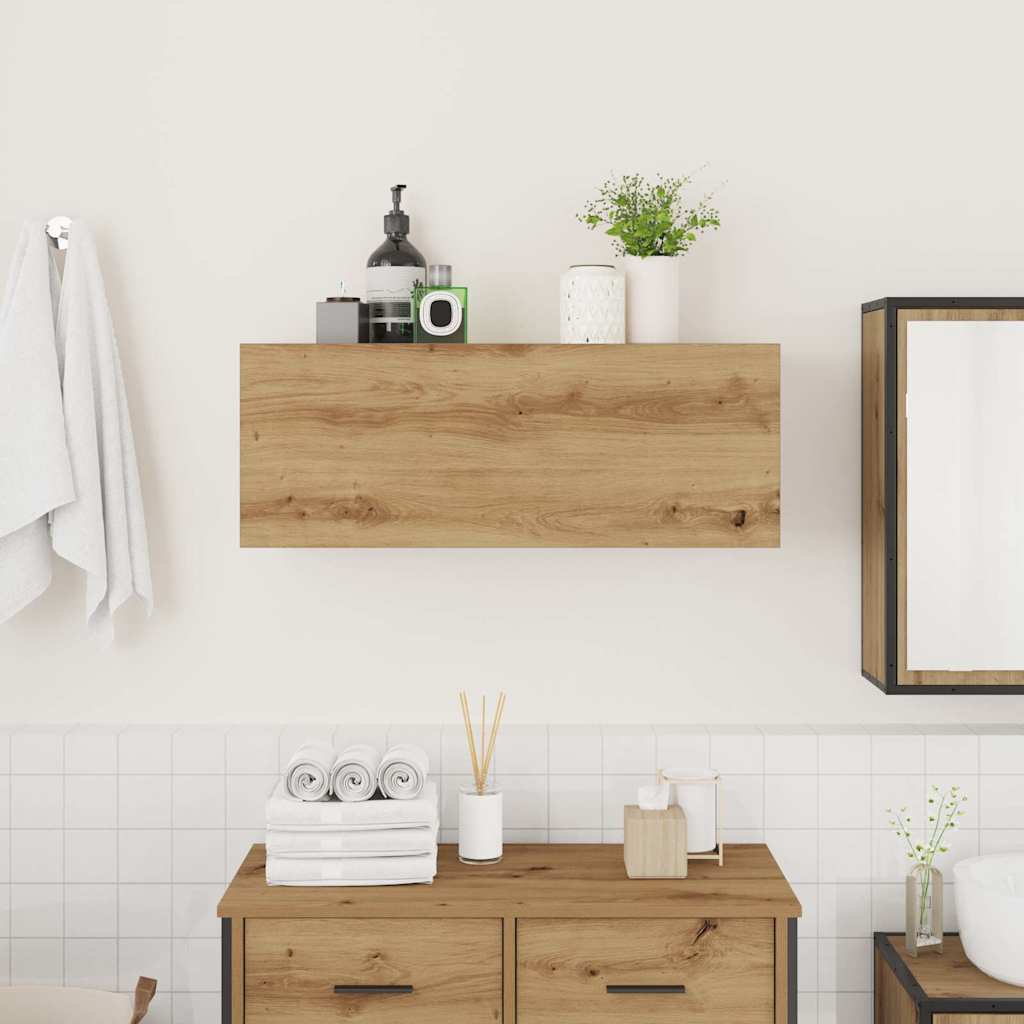 vidaXL Badkamerwandkast 80x25x30 cm bewerkt hout artisanaal eikenkleur afbeelding