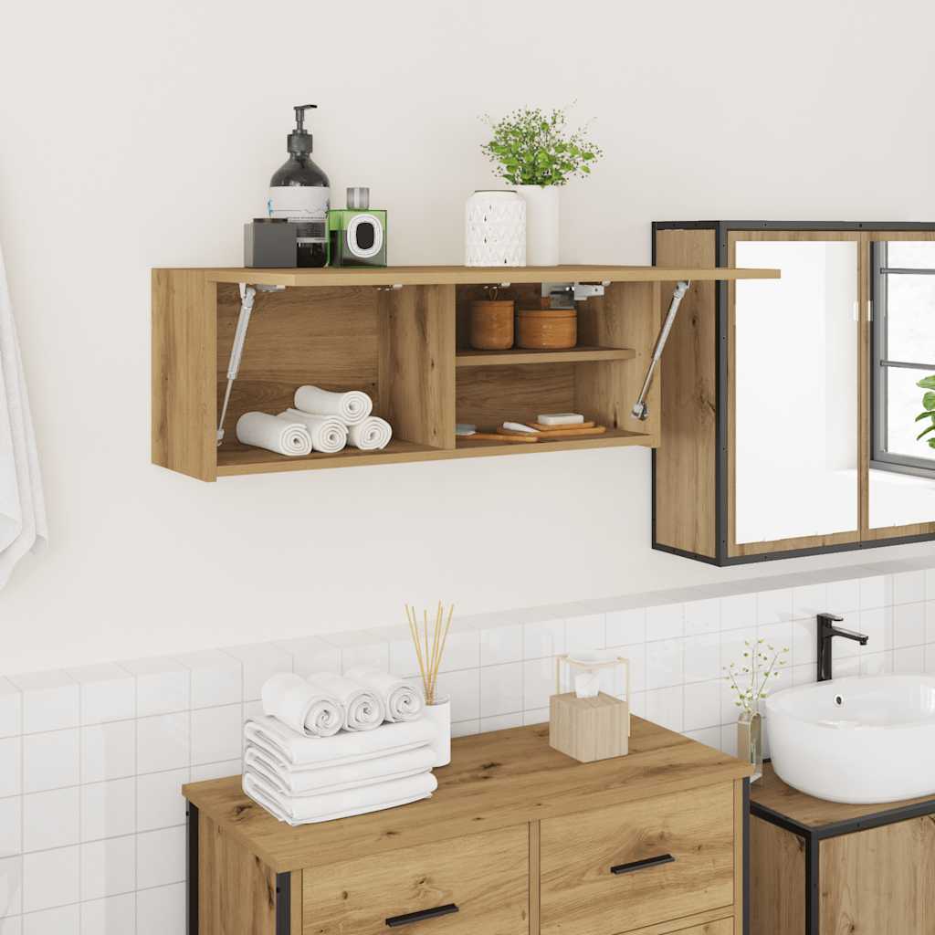 vidaXL Dulap perete baie stejar artizanal, 80x25x30 cm, lemn prelucrat