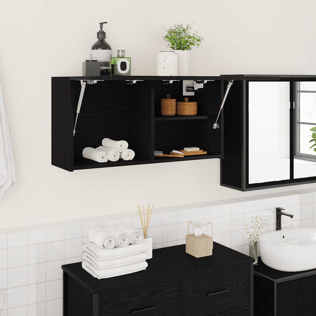 vidaXL Väggskåp för badrum svart 80x25x40 cm konstruerat trä