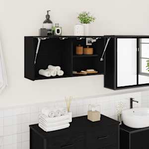 Kopalniška stenska omarica črn 80x25x40 cm inž. les
