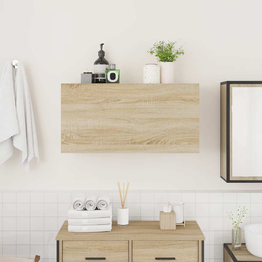 vidaXL sonoma tölgyszínű szerelt fa fali fürdőszobaszekrény 80x25x40cm