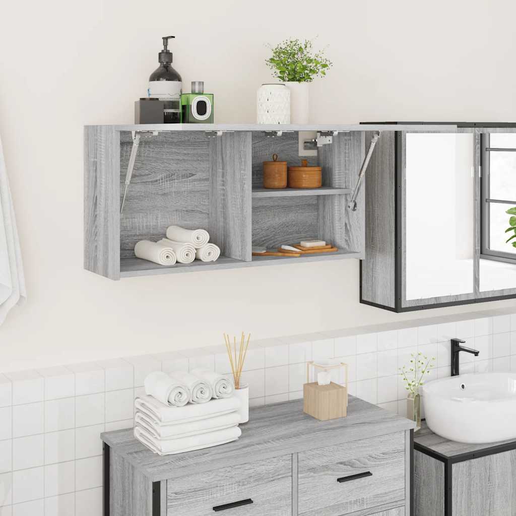 vidaXL væghængt badeværelsesskab 80x25x40 cm konstrueret træ