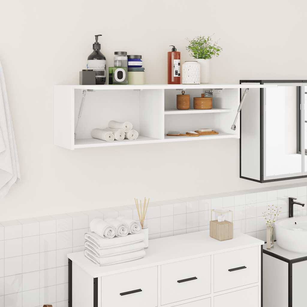 vidaXL Väggskåp för badrum vit 100x25x30 cm konstruerat trä