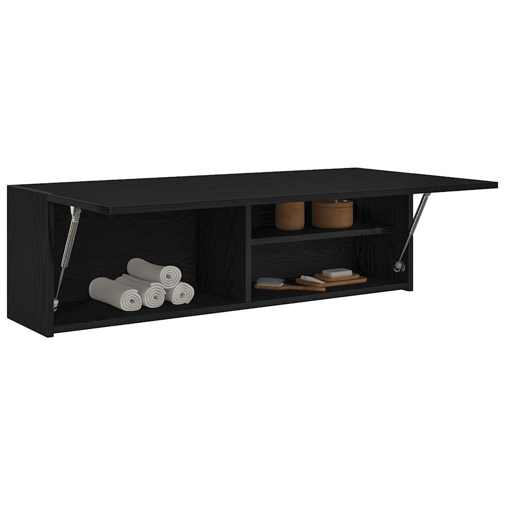 vidaXL Bad-Wandschrank Schwarz 100x25x30 cm Holzwerkstoff