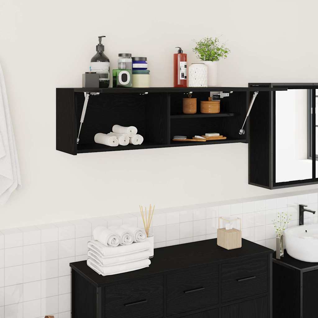 vidaXL væghængt badeværelsesskab 100x25x30 cm konstrueret træ sort