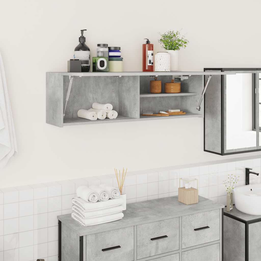 vidaXL Väggskåp för badrum betonggrå 100x25x30 cm konstruerat trä