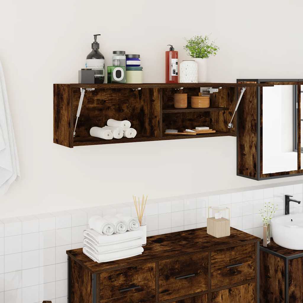 vidaXL Väggskåp för badrum rökfärgad ek 100x25x30 cm konstruerat trä