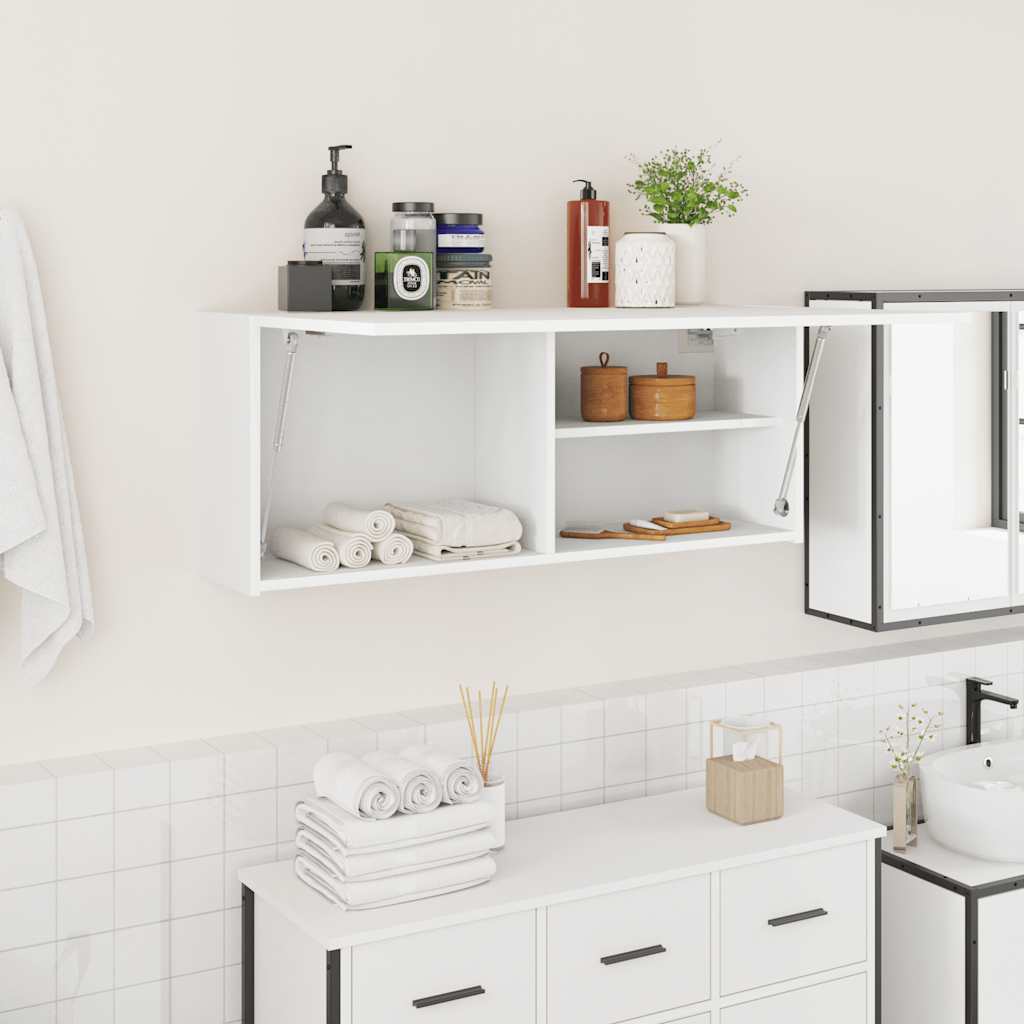 vidaXL væghængt badeværelsesskab 100x25x40 cm konstrueret træ hvid
