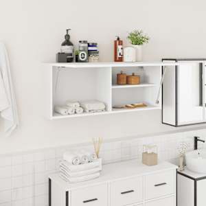 Kopalniška stenska omarica bel 100x25x40 cm inž. les