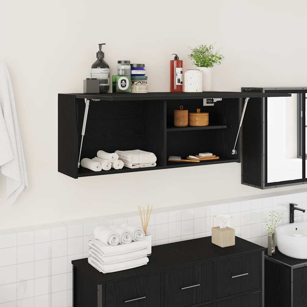 vidaXL Dulap de perete de baie, negru, 100x25x40 cm, lemn prelucrat