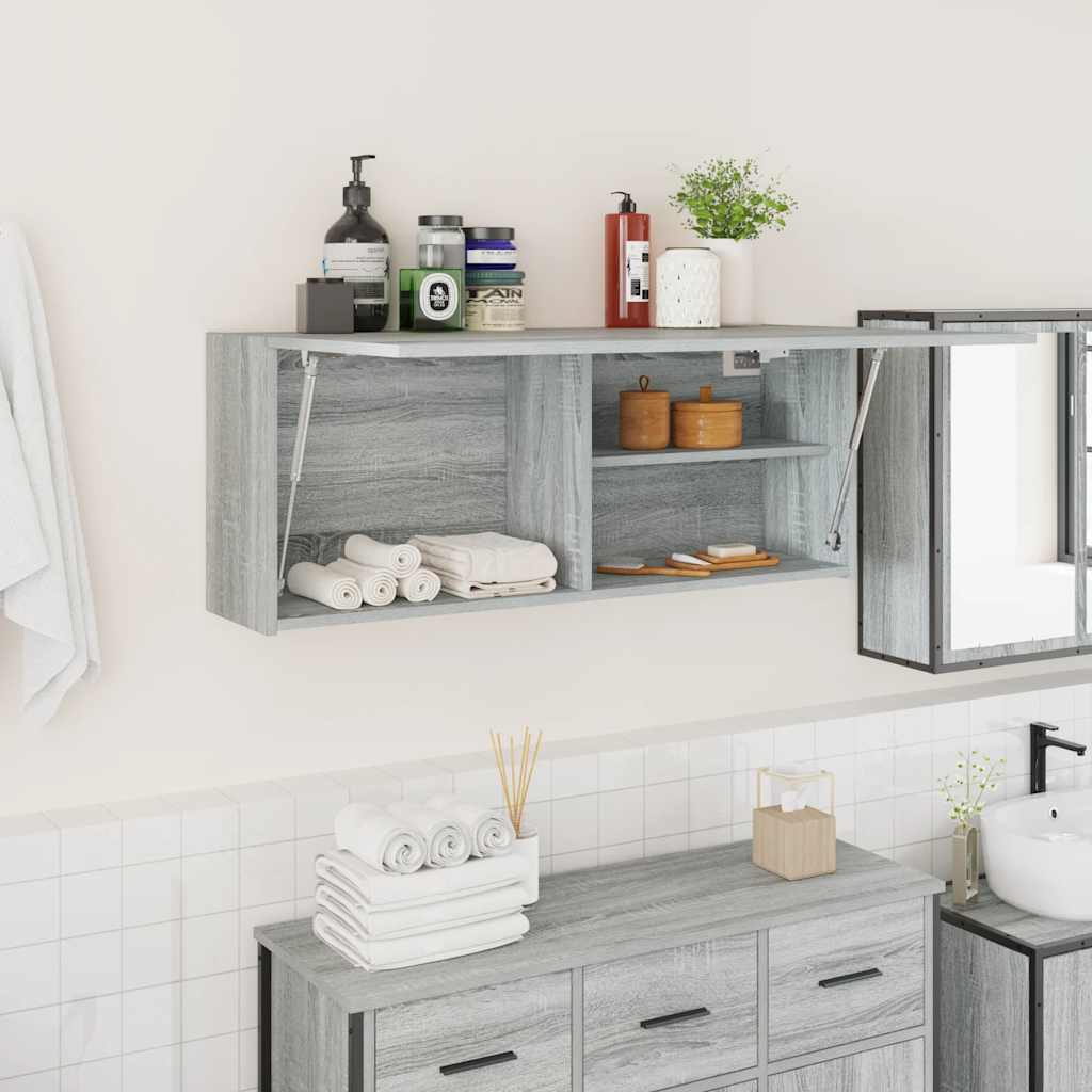vidaXL Dulap perete baie, gri sonoma, 100x25x40 cm, lemn prelucrat