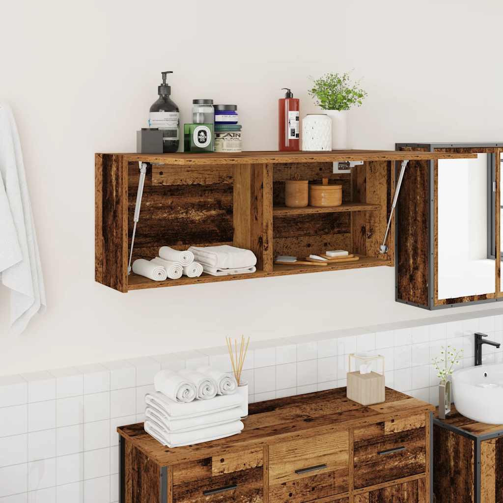 vidaXL Bad-Wandschrank Altholz-Optik 100x25x40 cm Holzwerkstoff