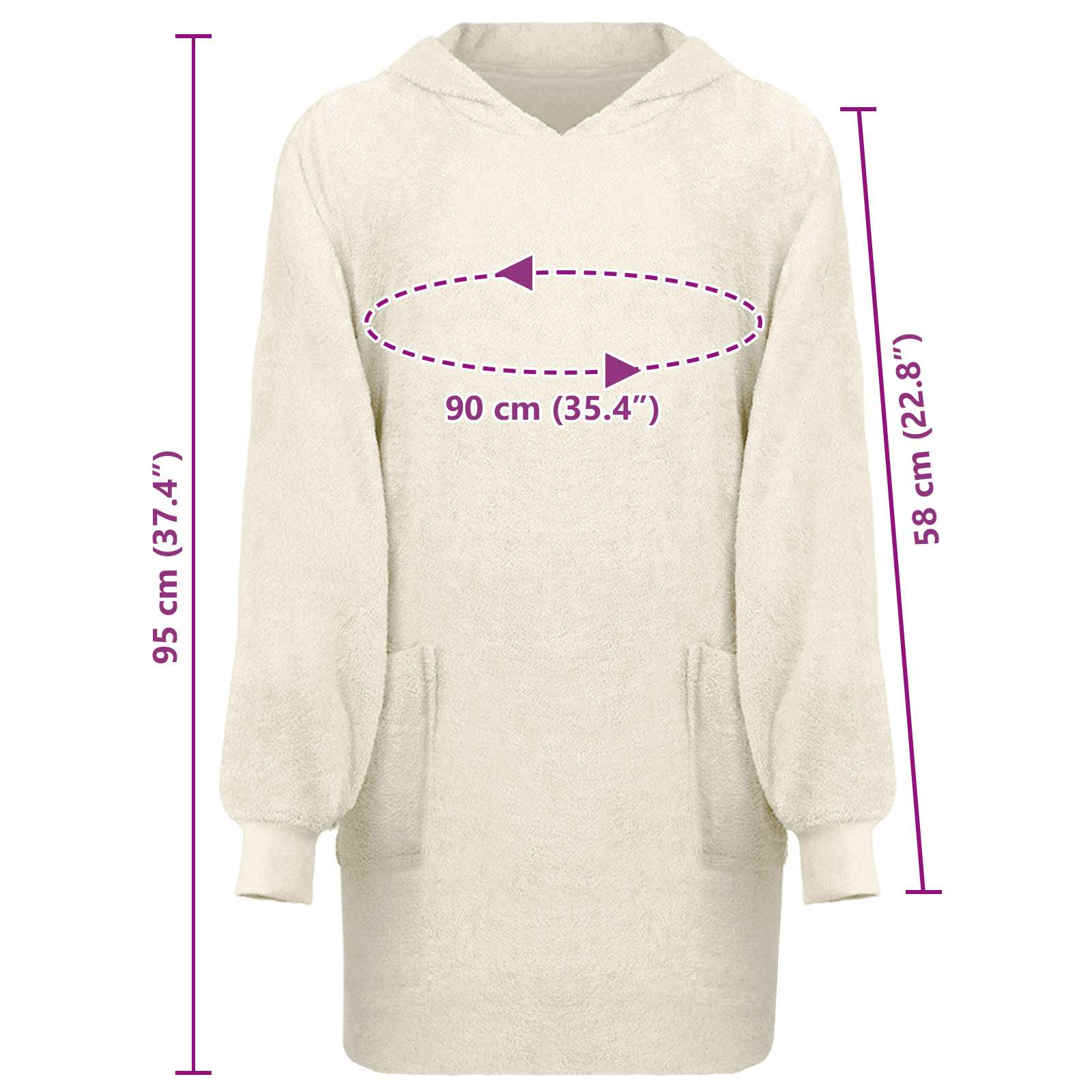 Odeja s kapuco KINN krema L Bombaž - slika 8