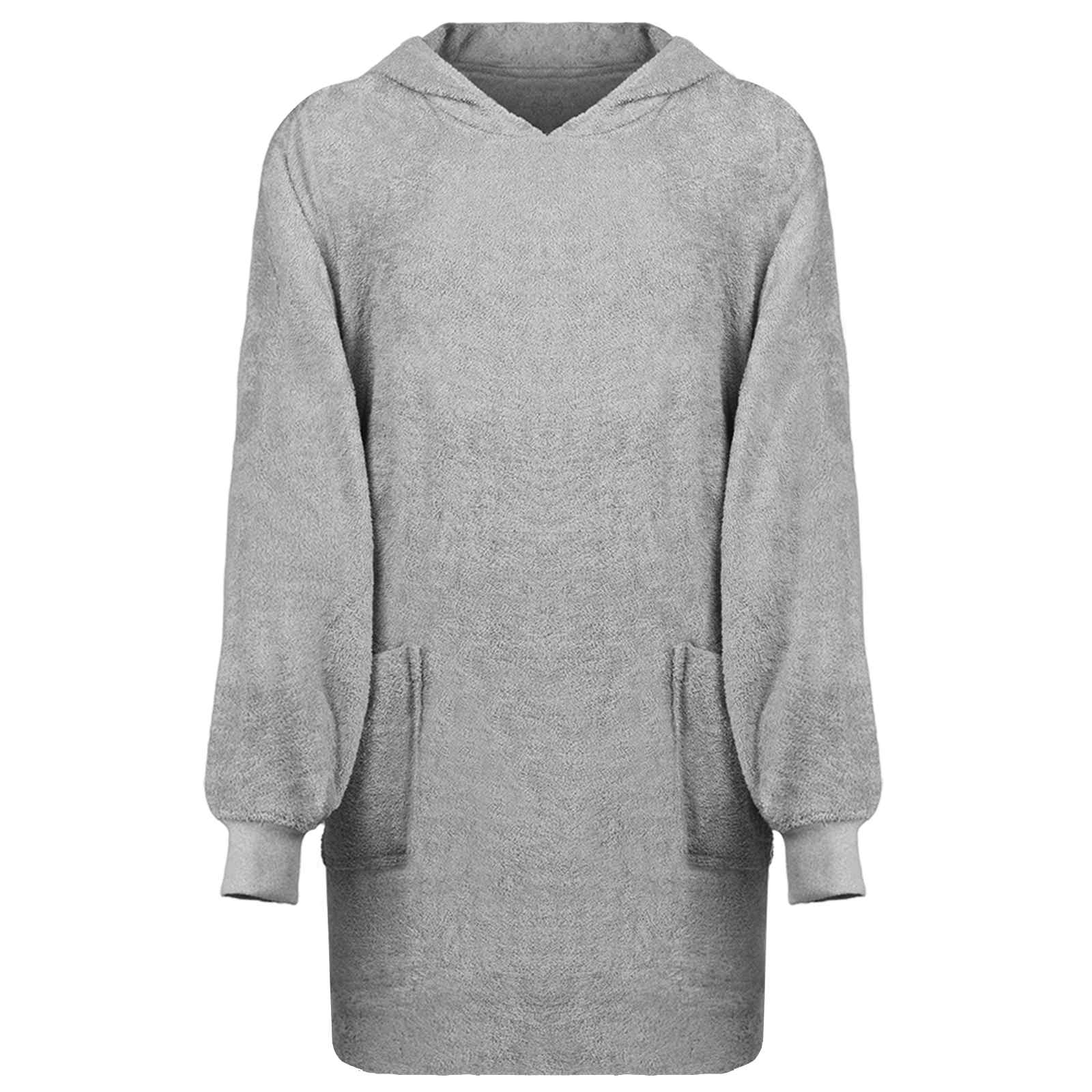 Odeja s kapuco KINN Siva L Bombaž