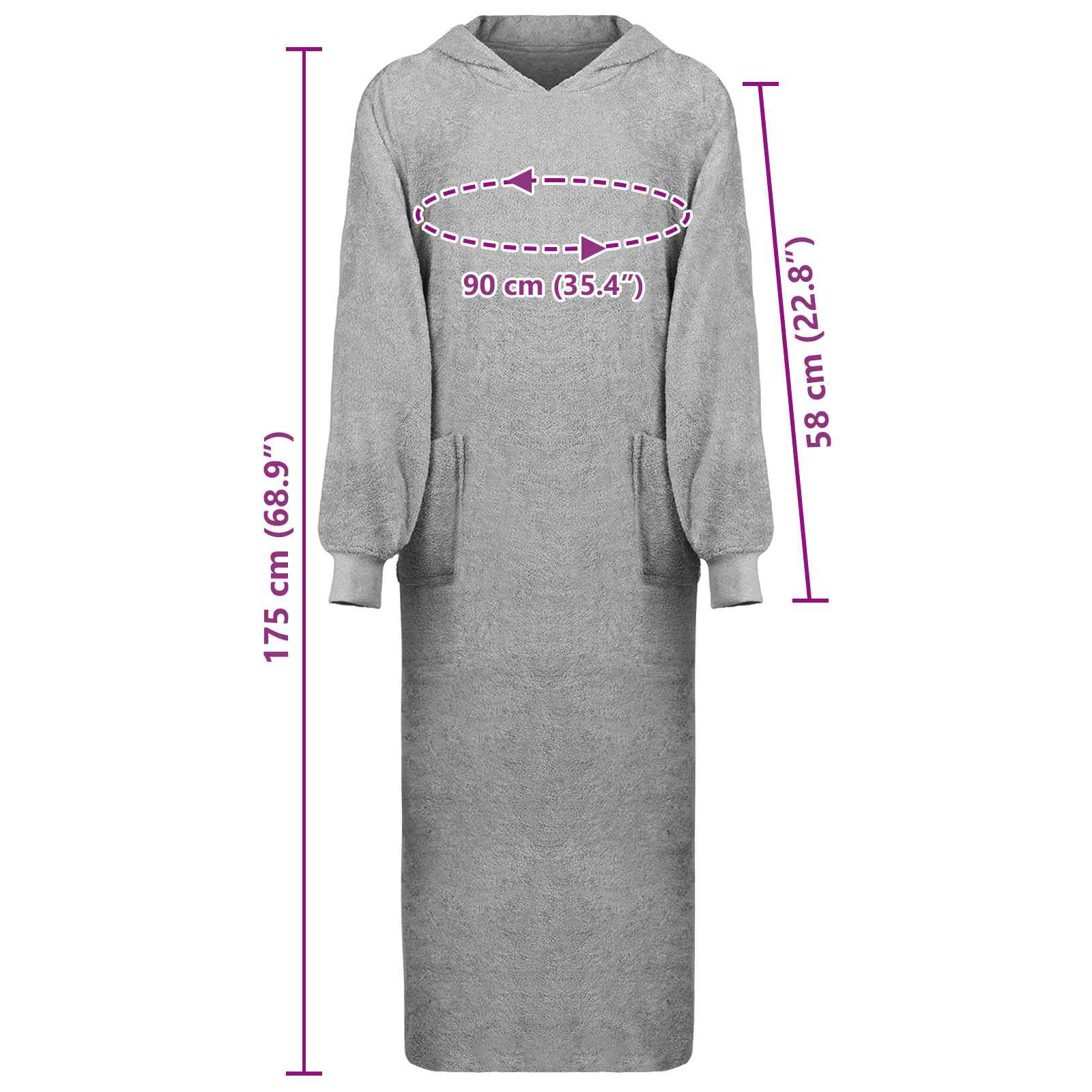 Odeja s kapuco KINN Siva XXL Bombaž - slika 8