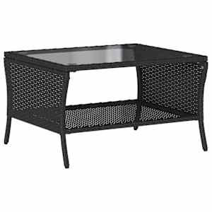 Zahradní pohovka 2-sedák s polštáři&Stůl Black Poly Rattan - obrázek 8