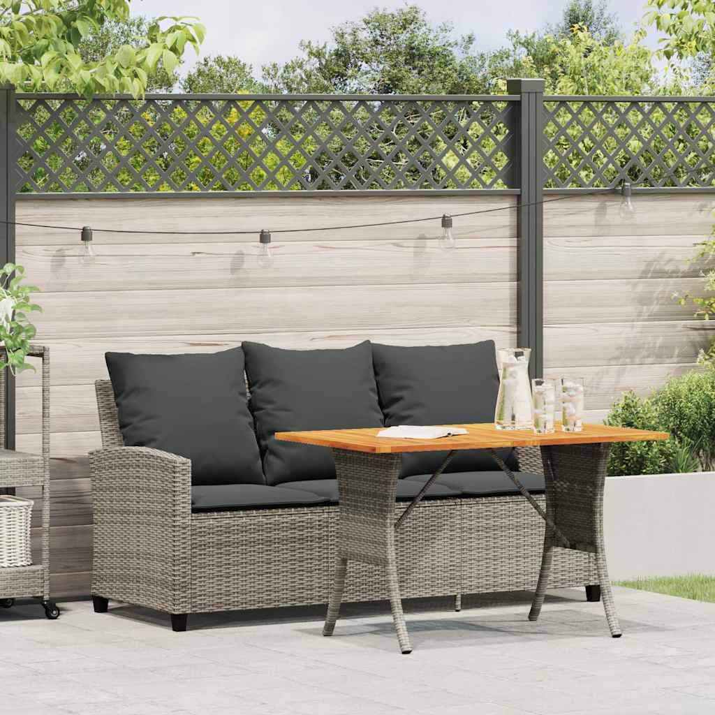 vidaXL 3 személyes szürke polyrattan kerti kanapé asztallal&párnával