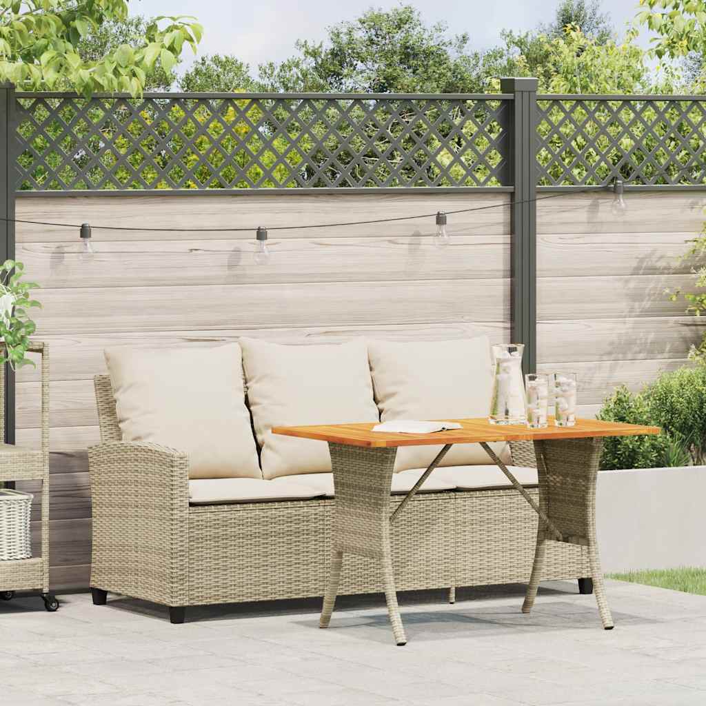 Thumbnail - vidaXL Gartensofa 3-Sitzer mit Kissen & Tisch Beige Poly Rattan