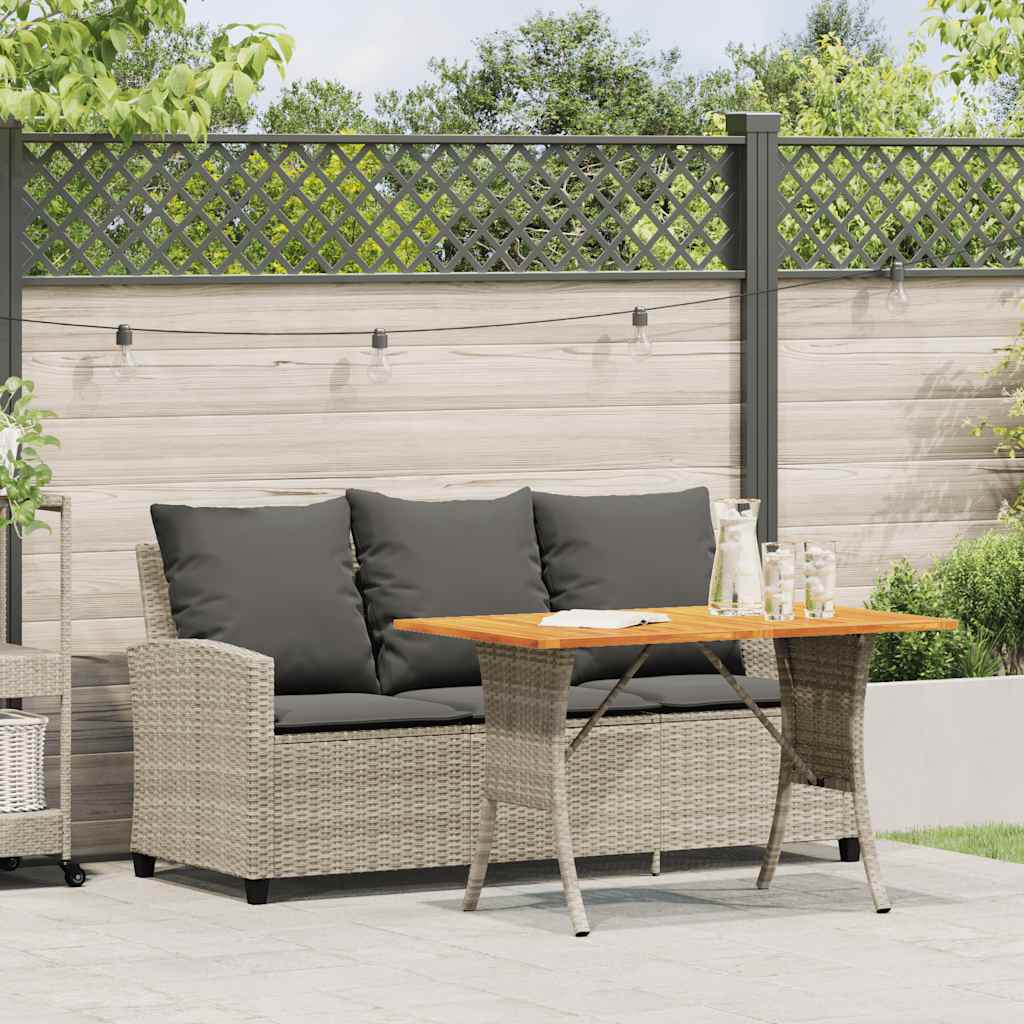 Thumbnail - vidaXL Gartensofa 3-Sitzer mit Kissen & Tisch Hellgrau Poly Rattan