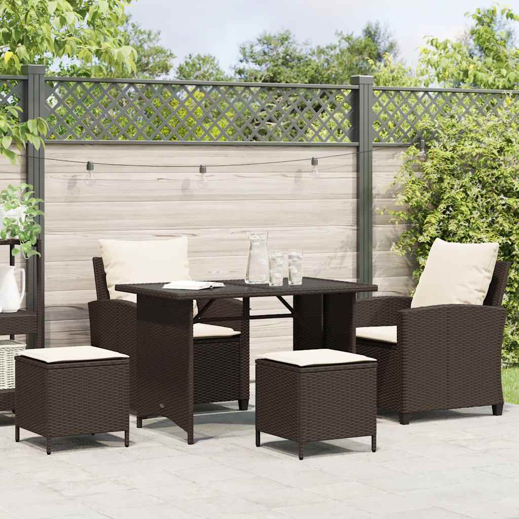 vidaXL 4-delige tuinbankset met kussens, bruin polyrotan
