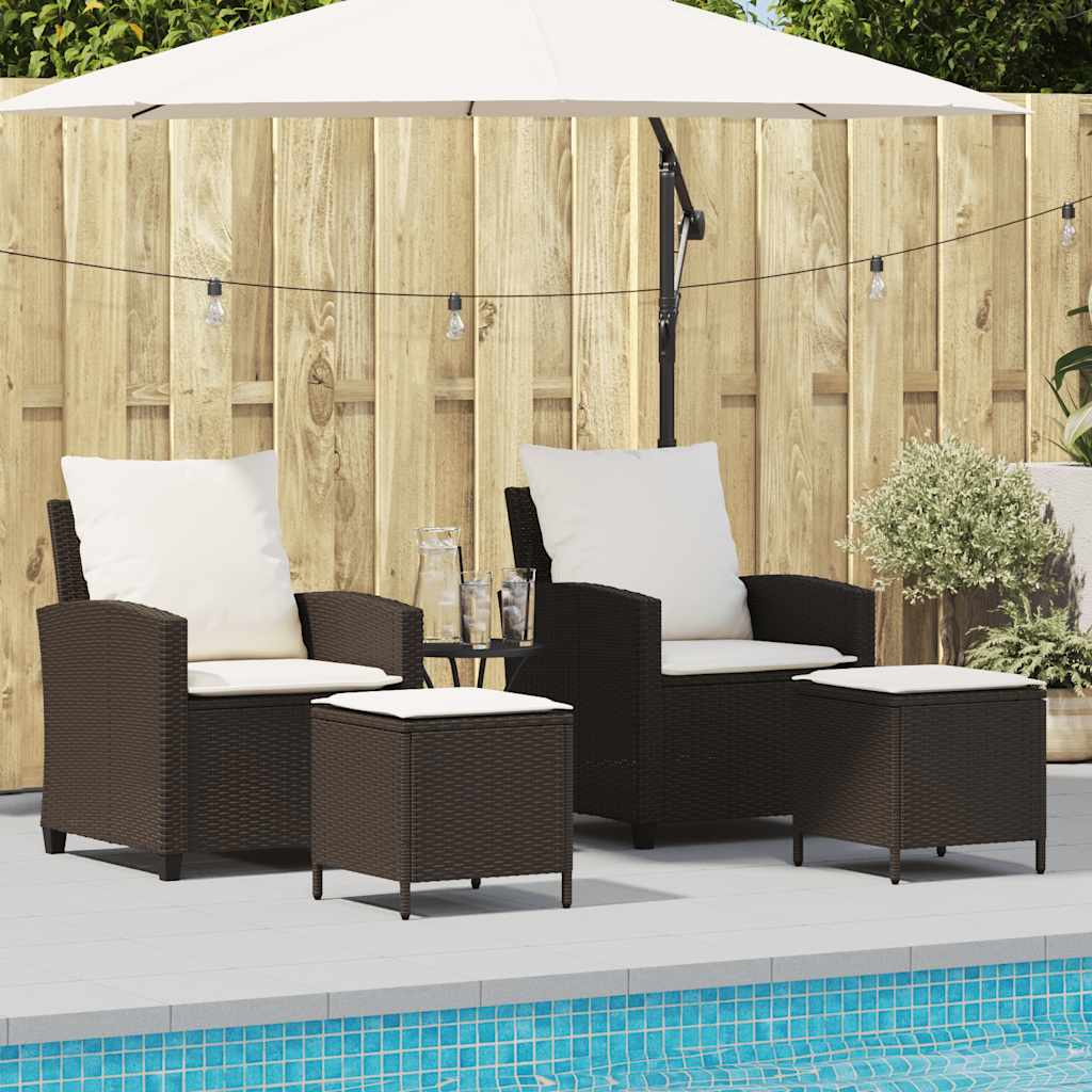 vidaXL 4-tlg. Garten-Sofagarnitur mit Kissen Braun Poly Rattan