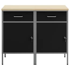 Pracovní skříň se zásuvkou 2 pcs Černá a šedá 100 x 55 x 85 cm - obrázek 9