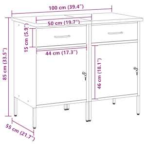 Pracovní skříň se zásuvkou 2 pcs Černá a šedá 100 x 55 x 85 cm - obrázek 14