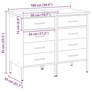 Pracovní skříň s kolem 2 pcs Červená a šedá 100 x 55 x 85 cm - obrázek 11