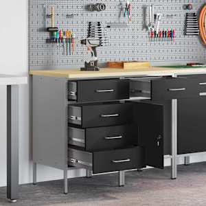 Delovna omara s predalom 2 pcs Črna in siva 75 x 45 x 85 cm