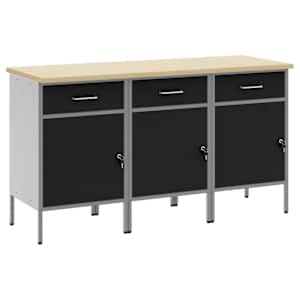 vidaXL T&ouml;&ouml;kapp sahtliga lukuga 3 tk Must ja Hall 150 x 55 x 85 cm