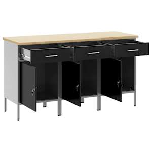 Pracovní skříň se zásuvkou 3 pcs Černá a šedá 150 x 55 x 85 cm - obrázek 4