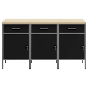 Pracovní skříň se zásuvkou 3 pcs Černá a šedá 150 x 55 x 85 cm - obrázek 8
