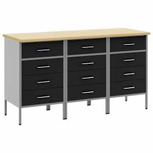 vidaXL T&ouml;&ouml;kapp sahtliga 3 tk Must ja Hall 150 x 55 x 85 cm