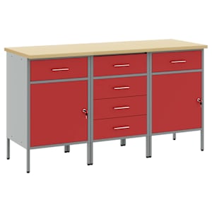 vidaXL T&ouml;&ouml;kapp sahtliga lukuga 3 tk Punane ja hall 150 x 55 x 85 cm