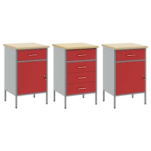 Pracovní skříň se zásuvkou 3 pcs Červená a šedá 75 x 45 x 85 cm - obrázek 5