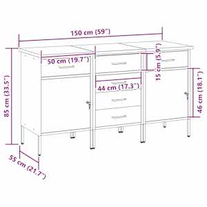 Pracovní skříň se zásuvkou 3 pcs Červená a šedá 75 x 45 x 85 cm - obrázek 11