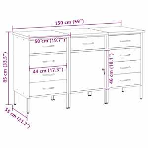 Pracovní skříň se zámkem 3 pcs Červená a šedá 150 x 55 x 85 cm - obrázek 11