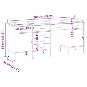 Pracovní skříň se zásuvkou 4 pcs Černá 200 x 55 x 85 cm - obrázek 11
