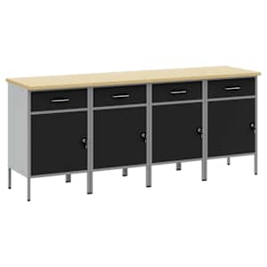vidaXL T&ouml;&ouml;kapp sahtliga lukuga 4 tk Must ja Hall 200 x 55 x 85 cm