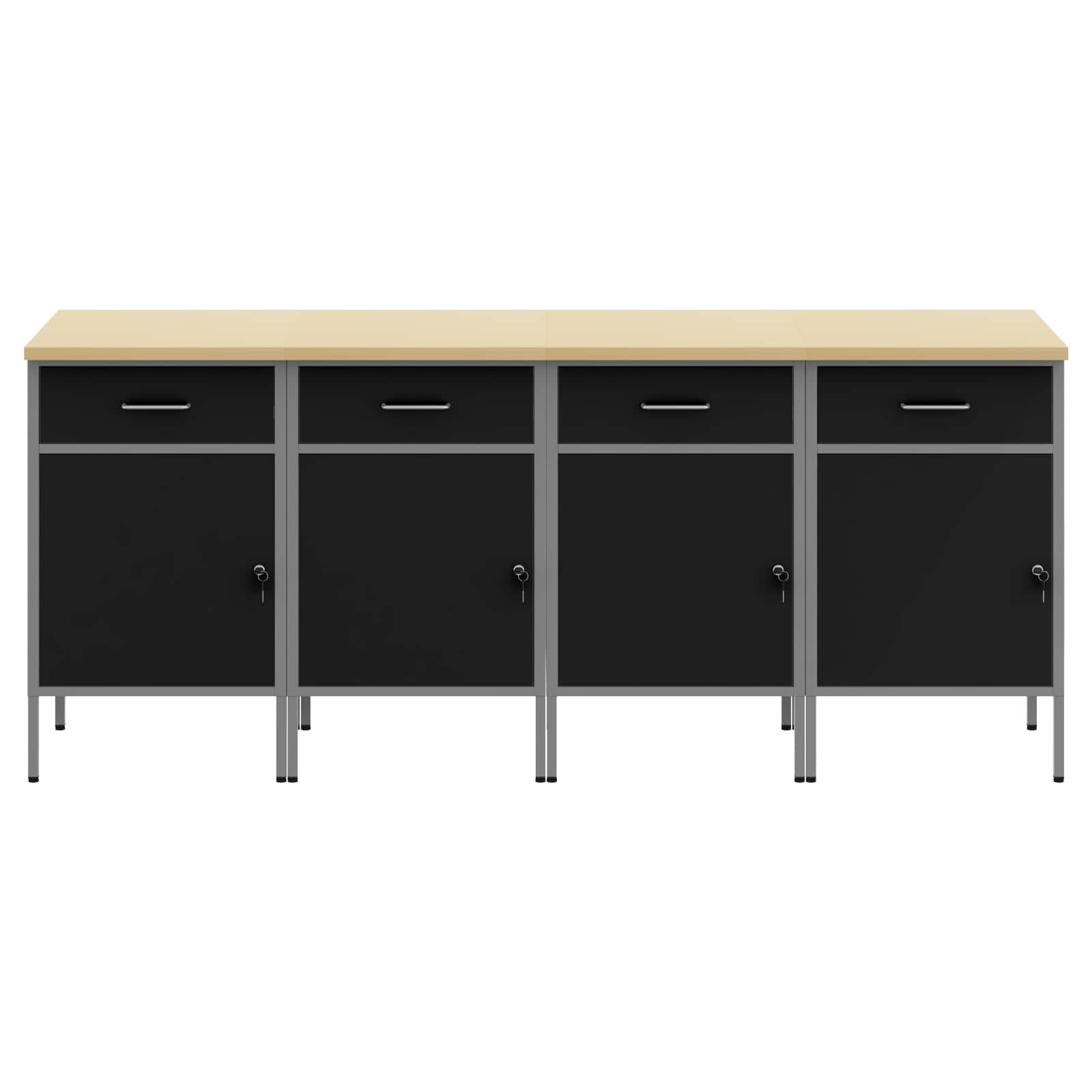 Thumbnail - vidaXL Werkbank mit Schubladen 4 pcs Schwarz und Grau 200 x 55 x 85 cm