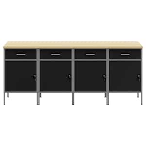Pracovní skříň se zásuvkou 4 pcs Černá a šedá 200 x 55 x 85 cm - obrázek 2