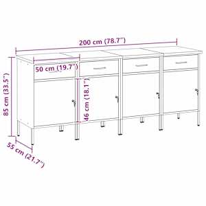 Pracovní skříň se zásuvkou 4 pcs Černá a šedá 200 x 55 x 85 cm - obrázek 9