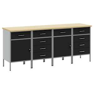 vidaXL T&ouml;&ouml;kapp sahtliga lukuga 4 tk Must ja Hall 200 x 55 x 85 cm