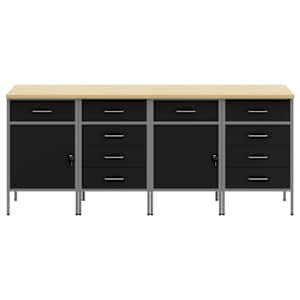 Pracovní skříň se zásuvkou 4 pcs Černá a šedá 200 x 55 x 85 cm - obrázek 2
