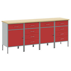 vidaXL T&ouml;&ouml;kapp sahtliga lukuga 4 tk Punane ja hall 200 x 55 x 85 cm