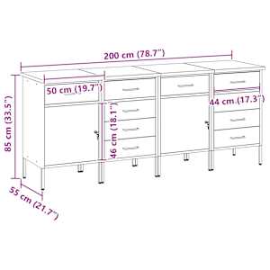 Pracovní skříň se zámkem 4 pcs Červená a šedá 200 x 55 x 85 cm - obrázek 7