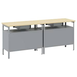 Sada pracovního stolu 2 pcs Černá a šedá 200 x 55 x 85 cm - obrázek 5