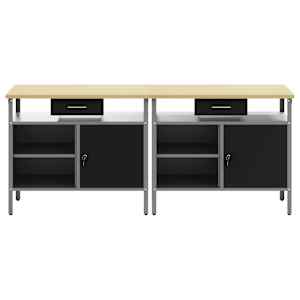 Sada pracovního stolu 2 pcs Černá a šedá 200 x 55 x 85 cm - obrázek 2