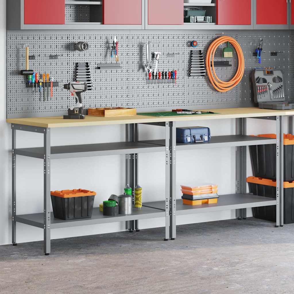 Set de table de travail gris en acier, 2 pièces